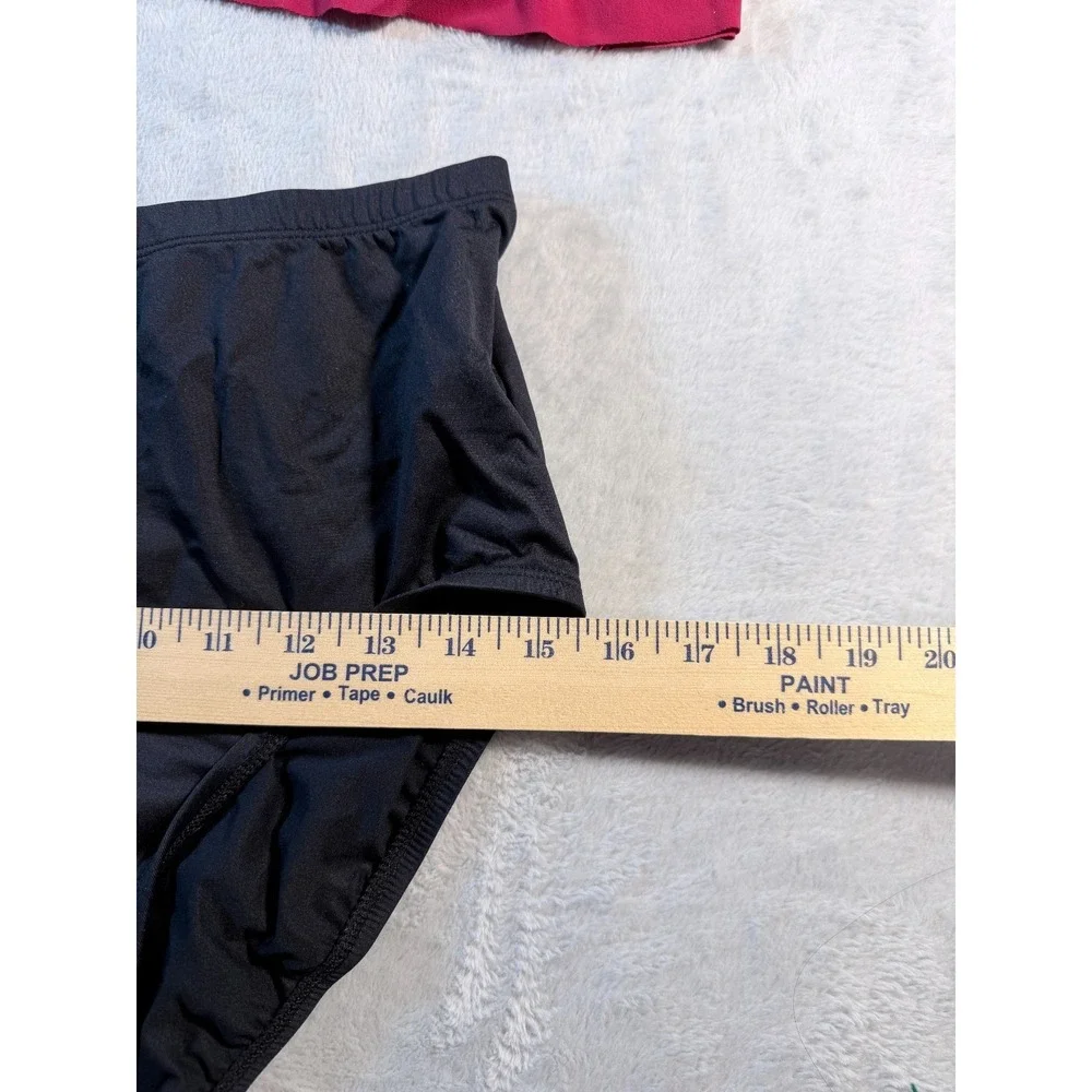 Miraclesuit Tankini Top Dazzle Red & Black High Waist Bottom Set Women's Size 14